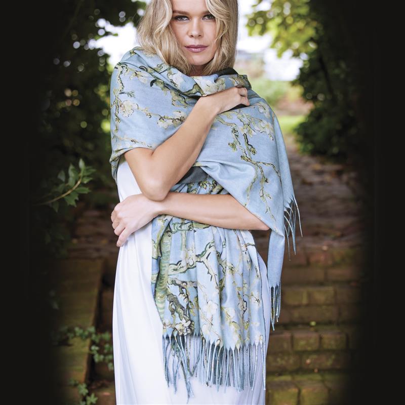 Van Gogh's Almond Branches in Bloom Cashmere Shawl